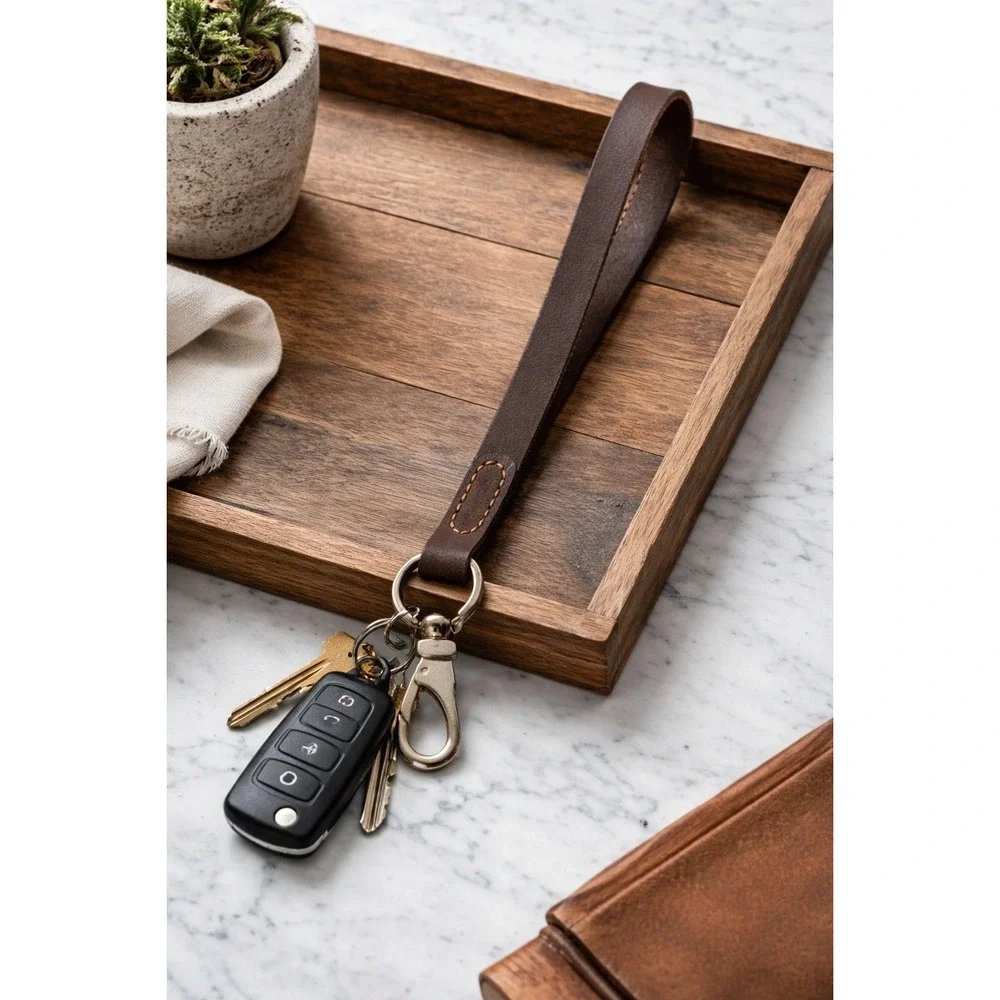 Brown Leather Key Fob Strap Wristlet Strap Swivel‎ Trigger 11